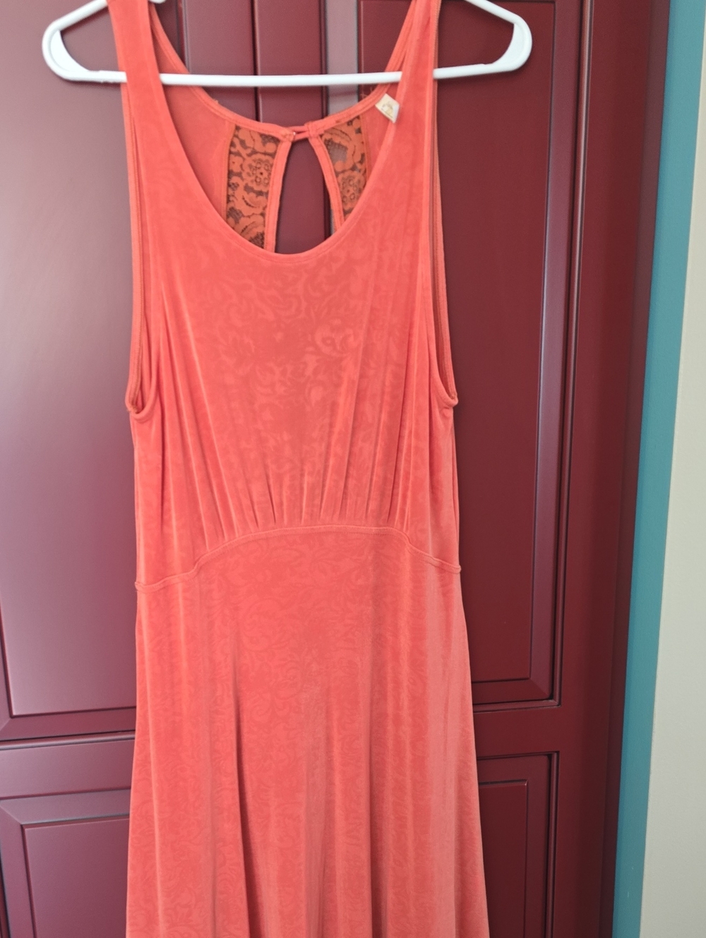 Free PEOPLE Coral Sleeveless Tank Dress with Lace Back